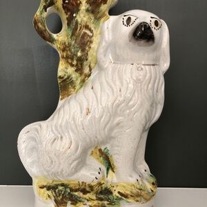 Antique Victorian (mid-to-late 1800s) Staffordshire Spaniel Spill Vase